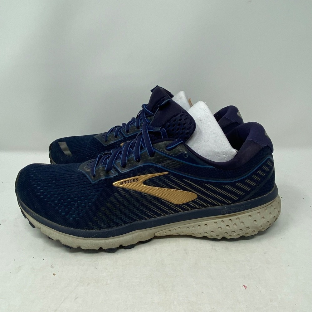 Brooks Ghost 12 Mens Running Shoes 8.5 Blue Gold Athletic 1103161D489